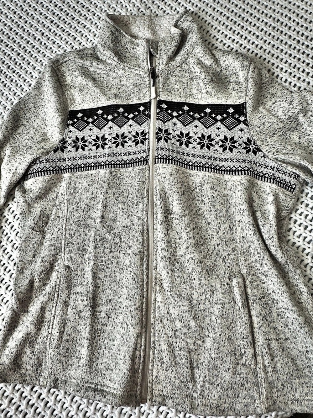 Faded glory Size XL Gray & Black Knit Jacket full Zipper